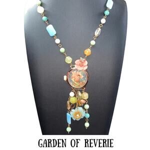 Handcrafted Floral Charm Necklace – Romantic Coquette Statement Jewelry